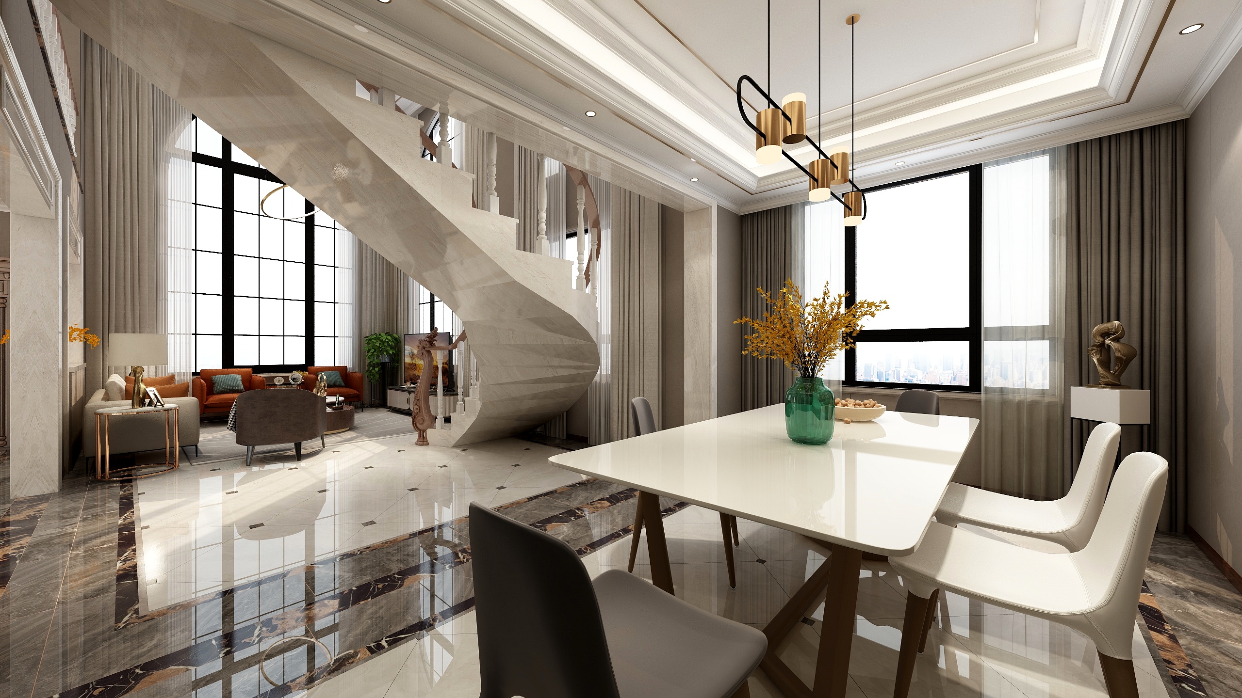 沈有波-现代轻奢别墅装修效果图