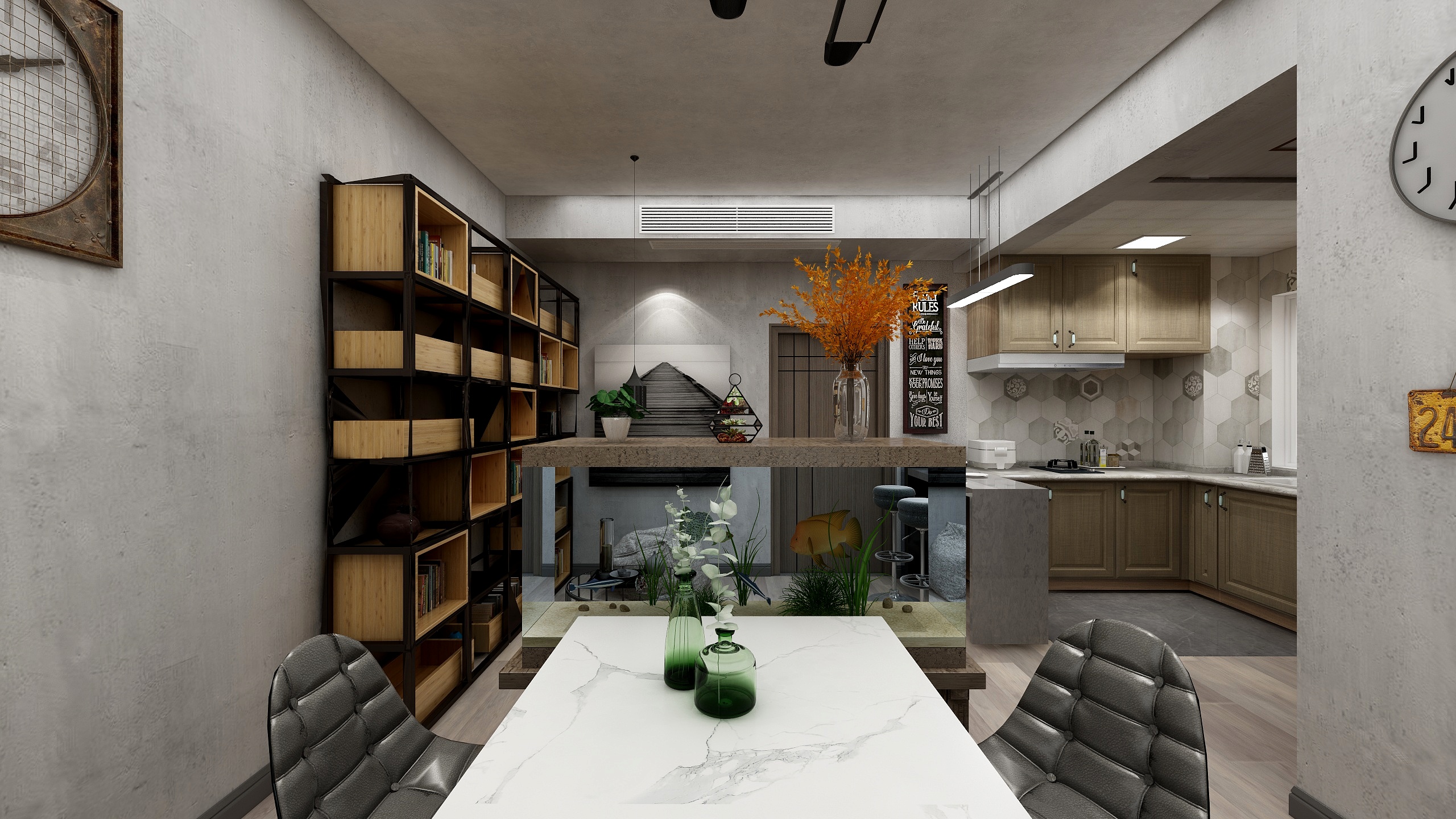 高端定制家居设计-60方混搭一居装修效果图