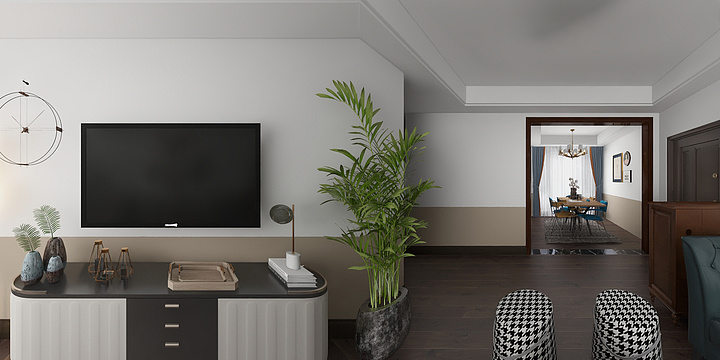 朴石设计工作室-顺辉瓷砖-华飞香蜜湖-美式-装修设计方案