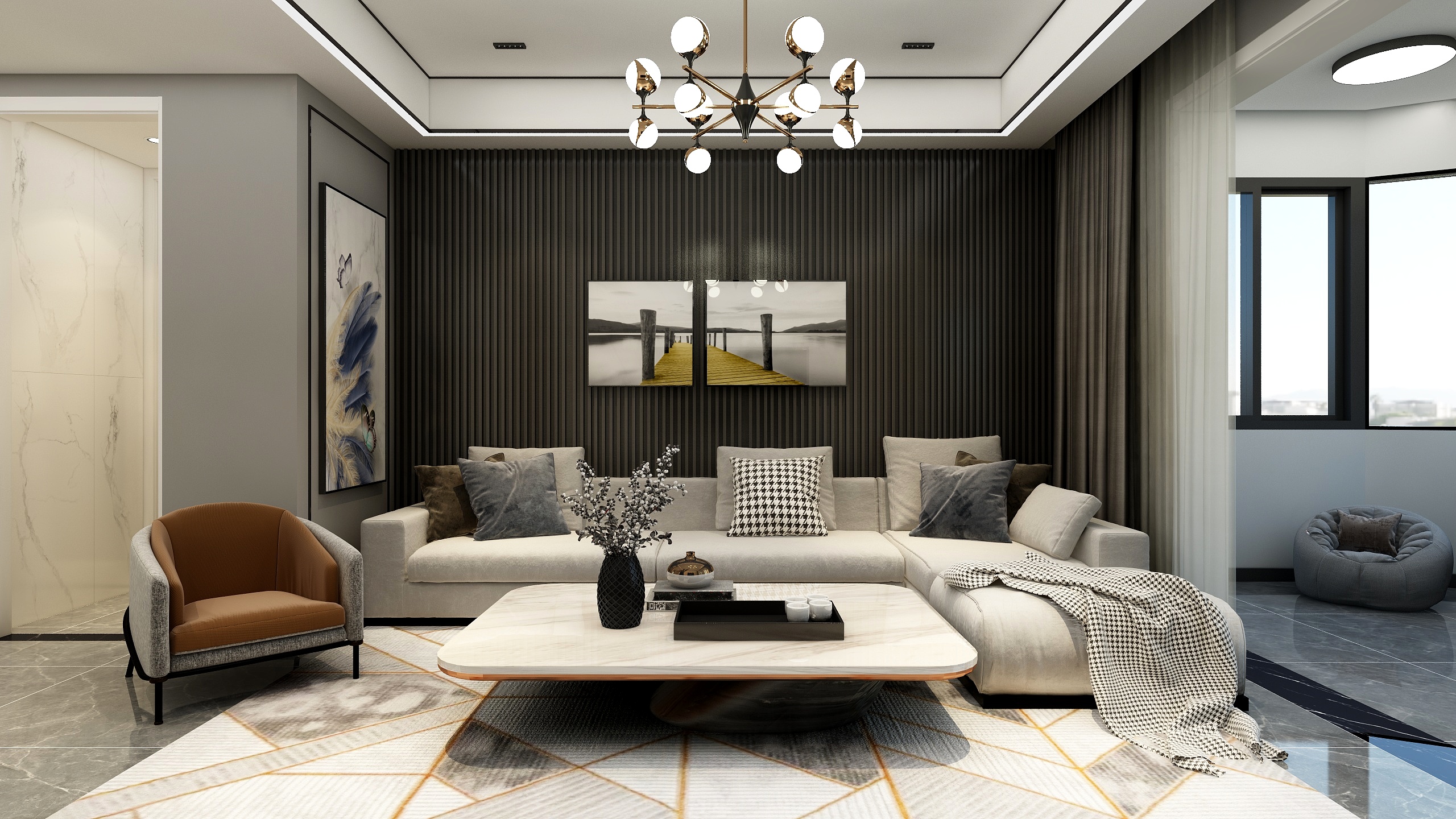 成爽-116方现代三居装修效果图