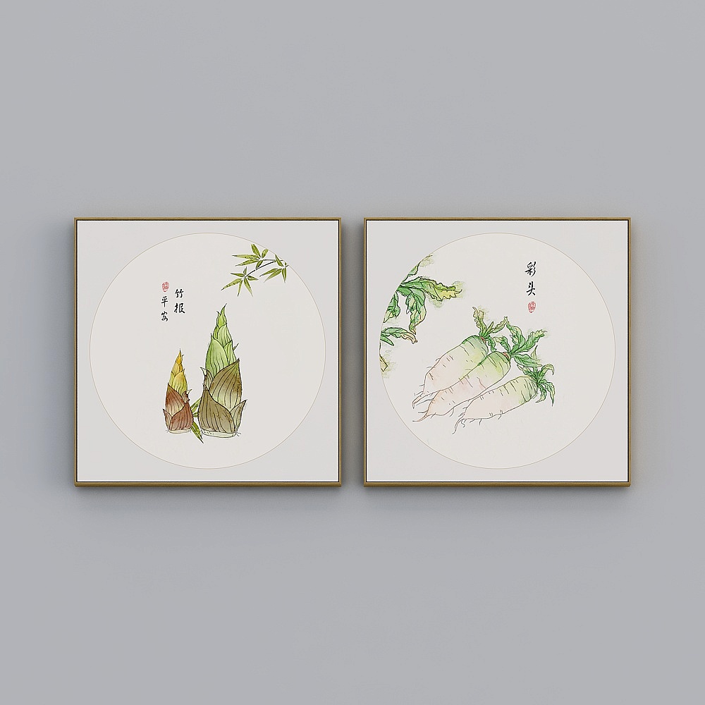 臣萱全屋配画-中式客餐厅玄关装饰画-两幅-知忆B