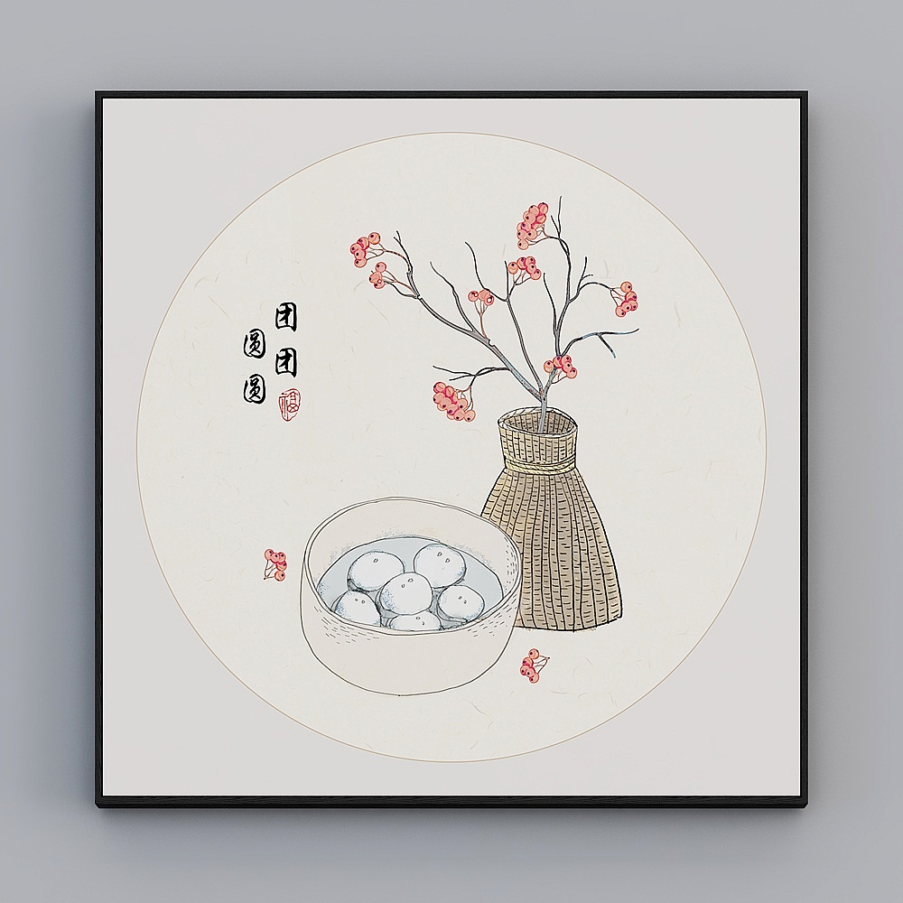 臣萱全屋配画-中式客餐厅玄关装饰画-单幅-知忆D