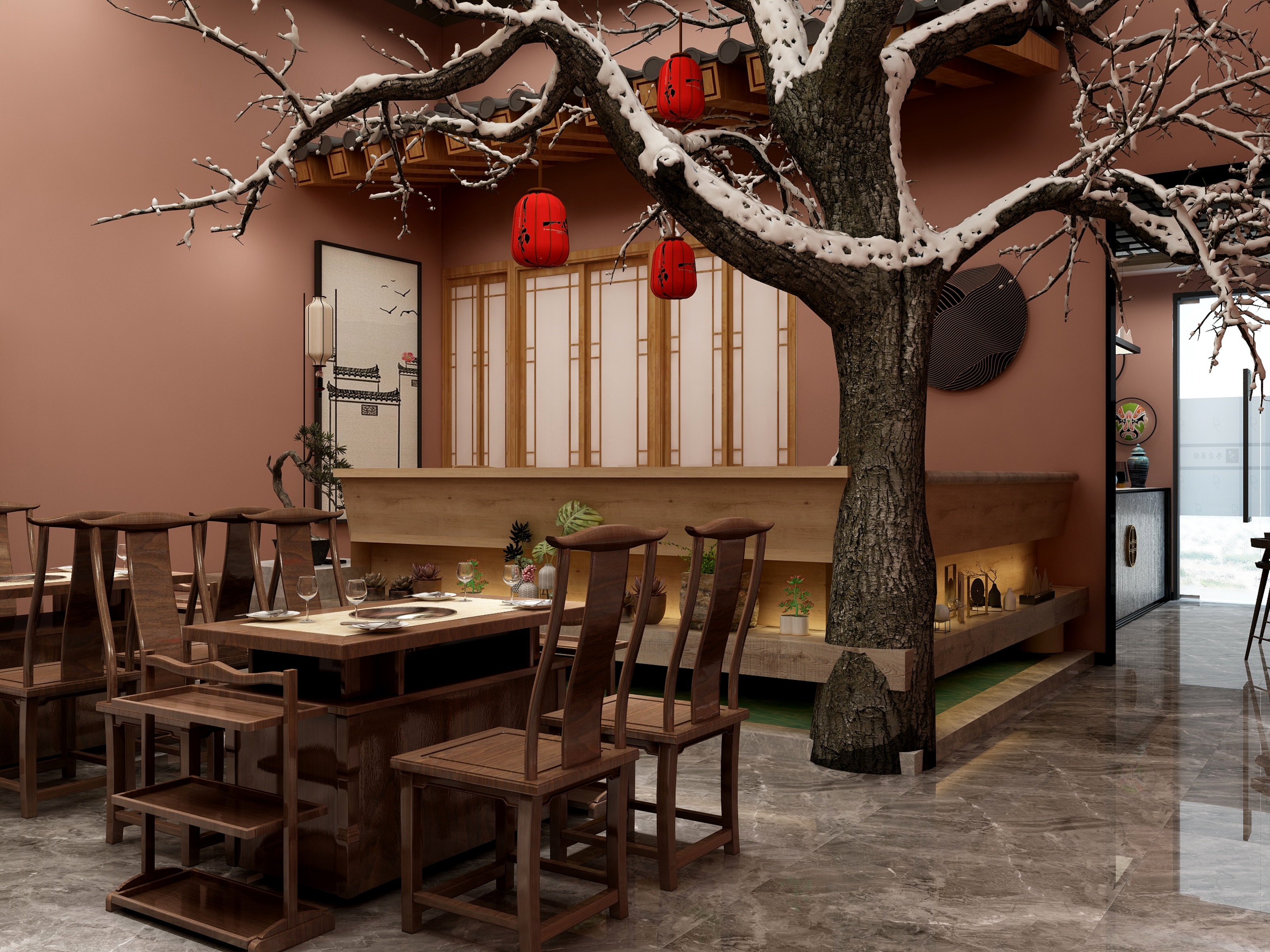 梵间老郭-中式火锅店滨江尚郡装修效果图