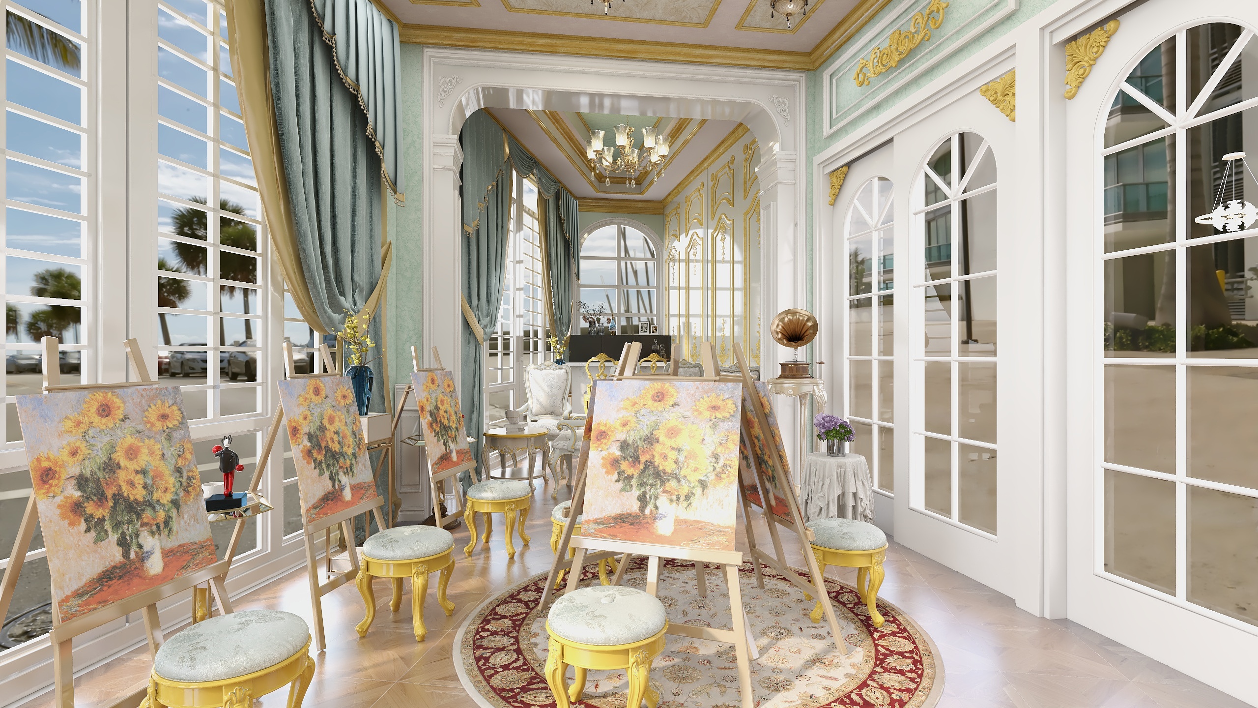 吴年-婳艺术油画体验馆装修效果图