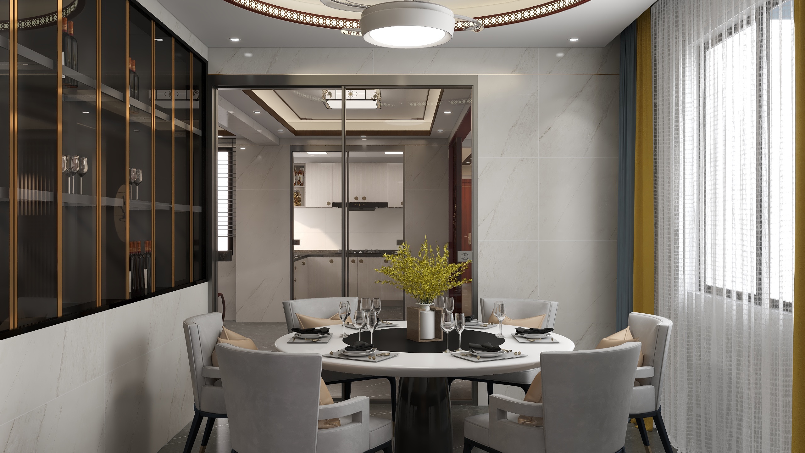 八田设计-新中式别墅装修效果图