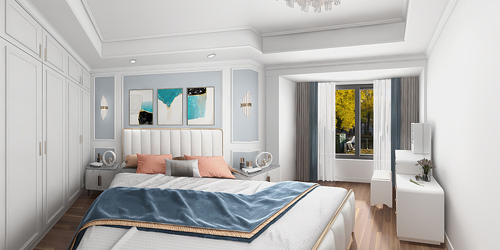 申丽霞-105平3房2卫样板房效果图-装修设计方案