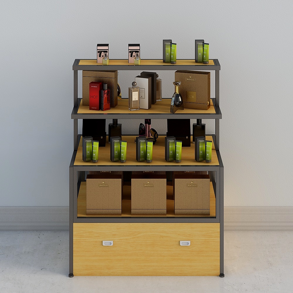 中岛展示柜1000x700x1300化妆品2-黑3D模型