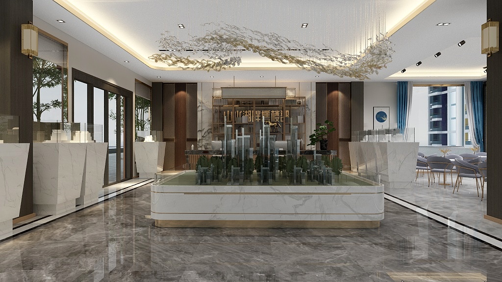 hjc1747-山水湖畔售楼部(1)-装修设计方案