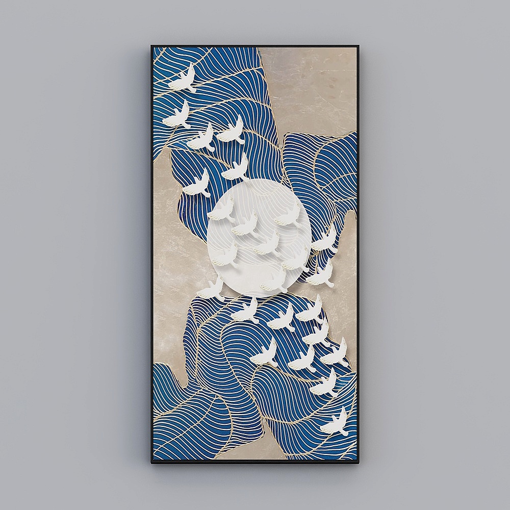 臣萱全屋配画-现代简约厅玄关装饰画-单幅-故乡月B