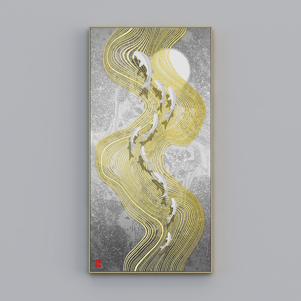 臣萱全屋配画-现代简约厅玄关装饰画-单幅-故乡月H3D模型