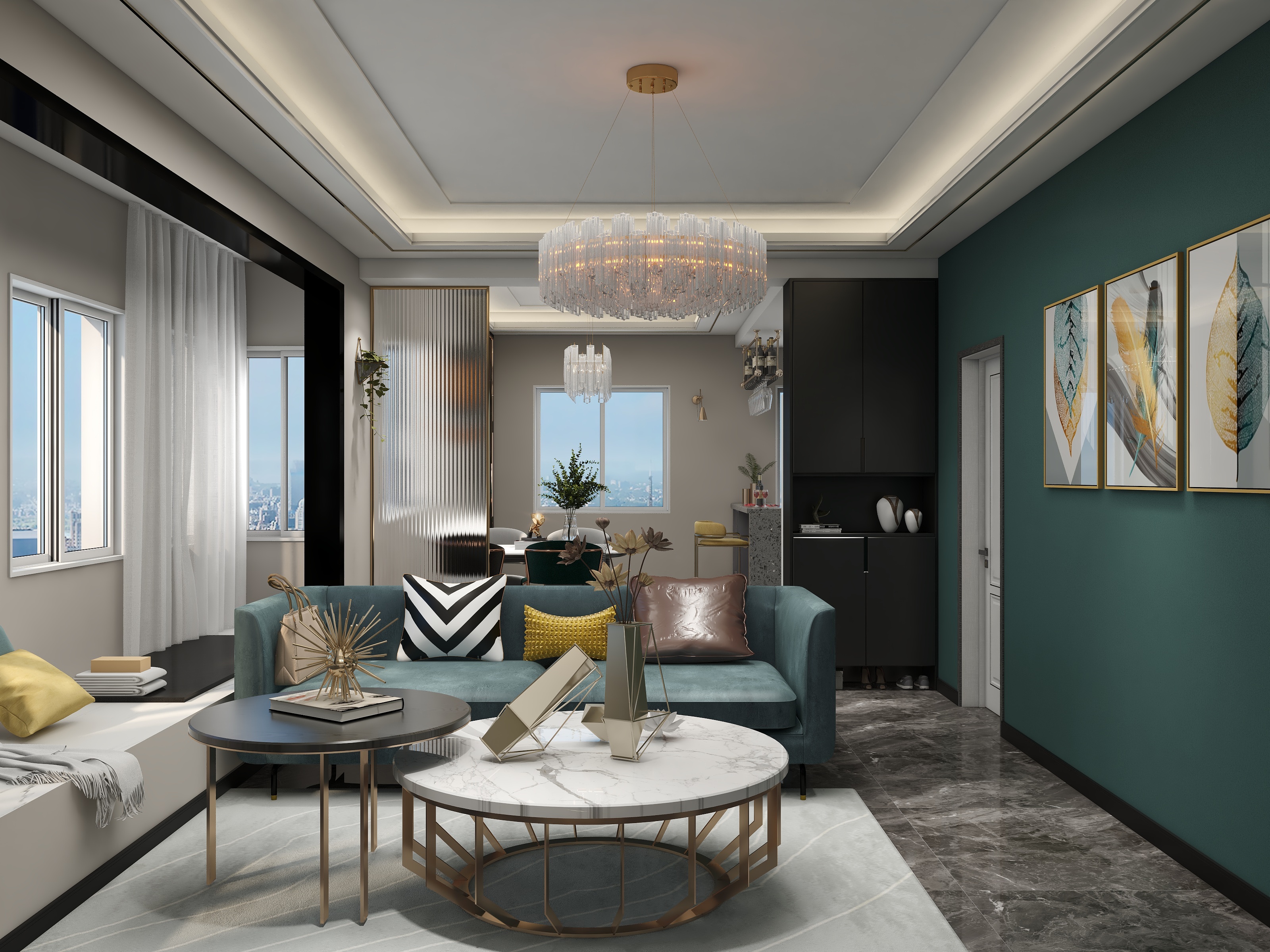 森筑设计几何-瑞和园89.50㎡B户型3室2厅1卫-装修设计方案