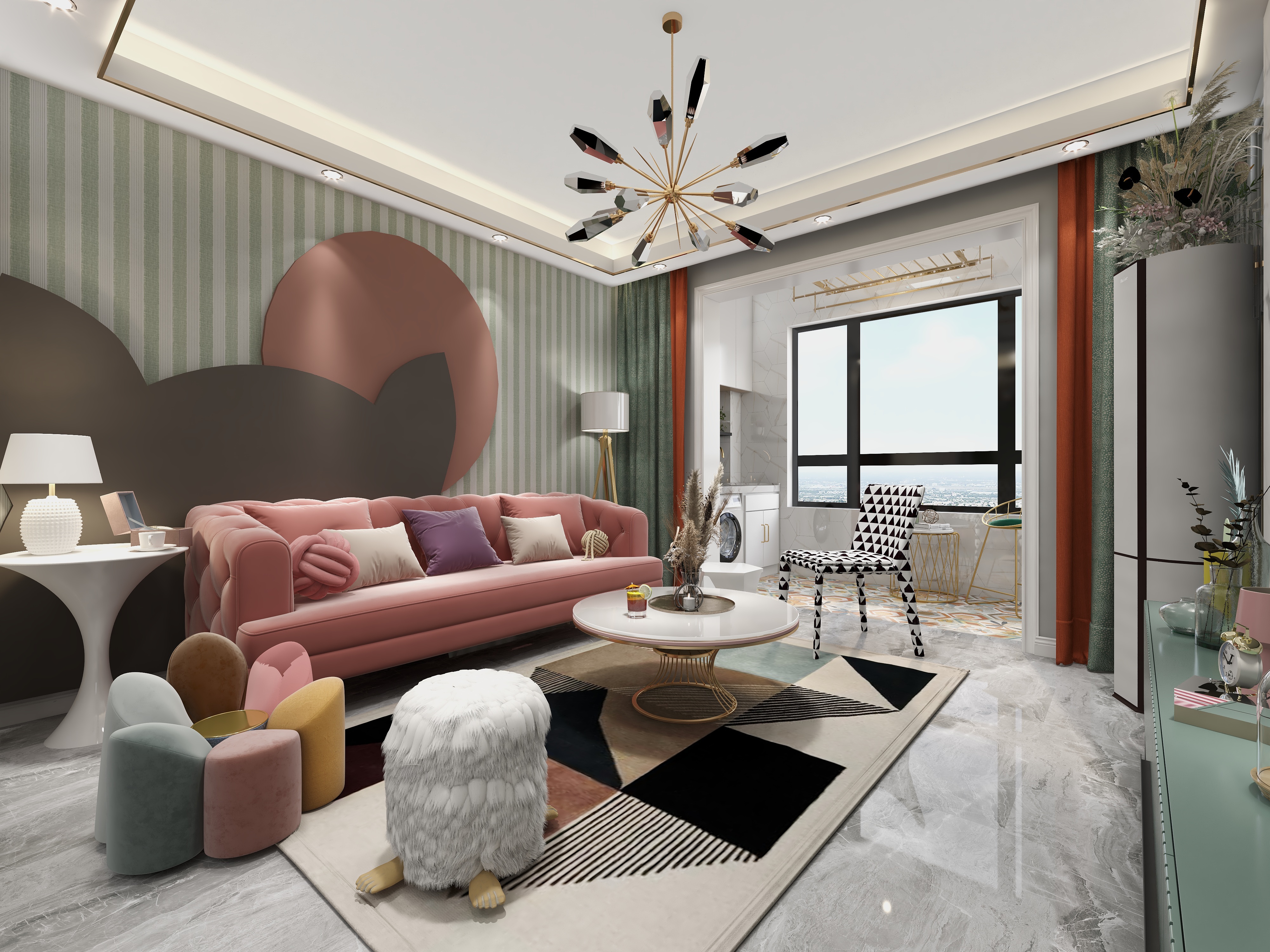 王思力-轻奢混搭风格装修效果图