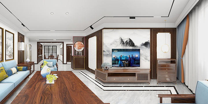 设计1-898050807-0-135平米现代新中式-装修设计方案