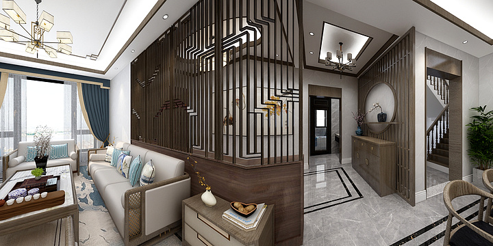 设计总监-张猛-八里河别墅新中式-装修设计方案