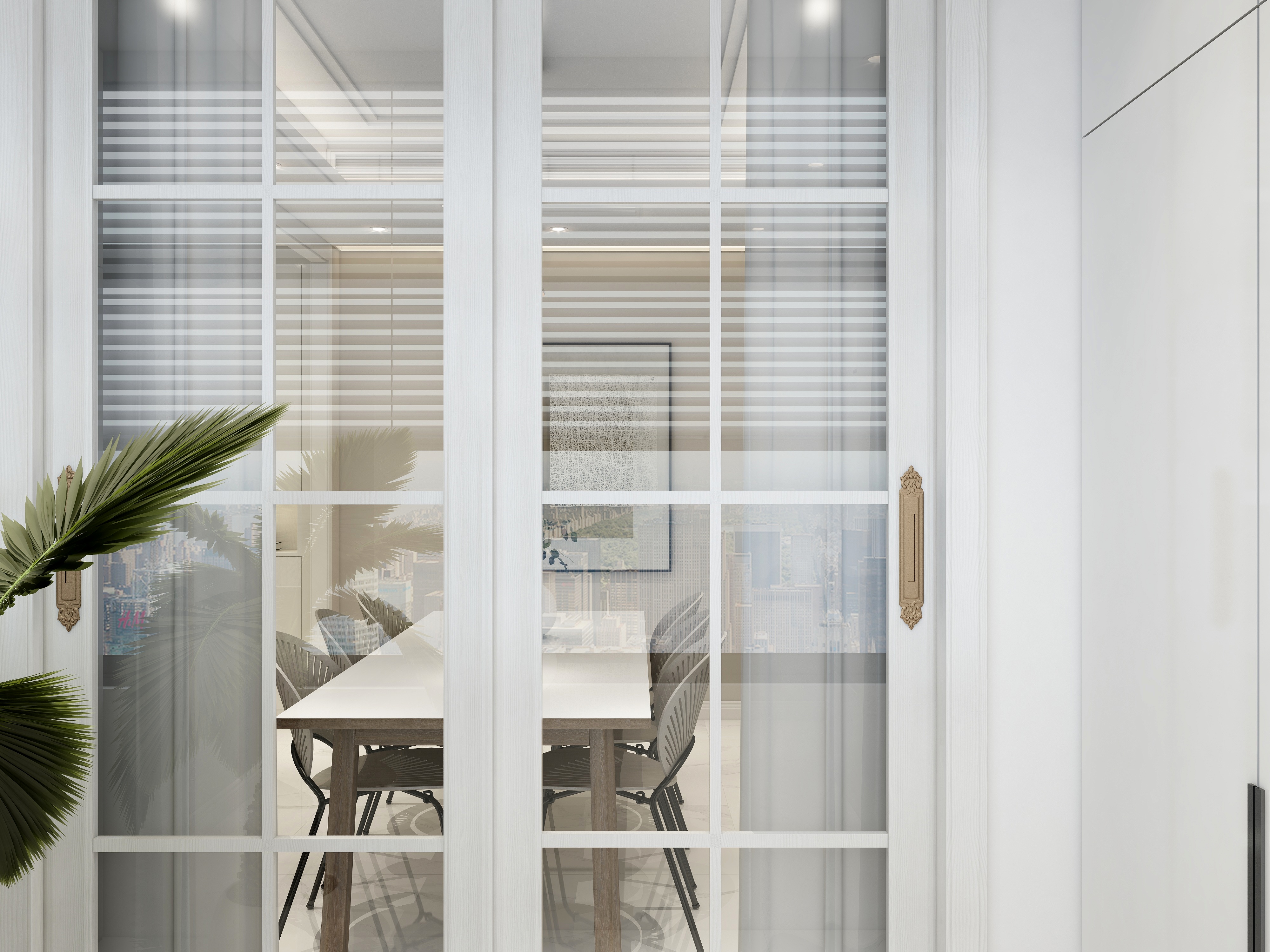 李青越-现代简约暖白三居室装修效果图