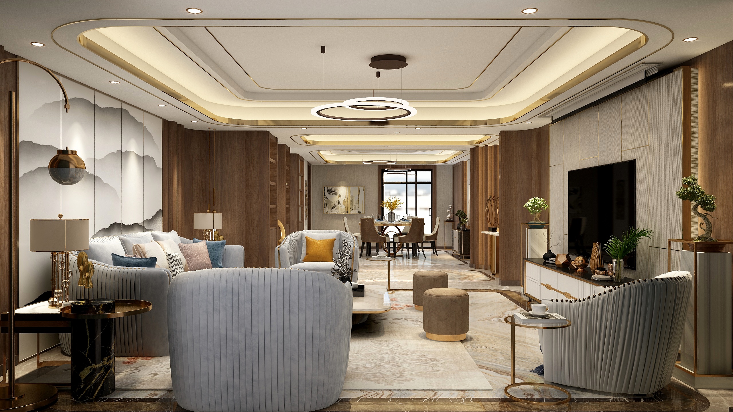 张煜强煜境设计-《期望》一365平米新中式轻奢大平层四房装修效果图