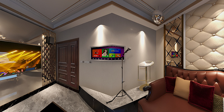 路易皇冠窗帘墙布-家庭KTV-装修设计方案