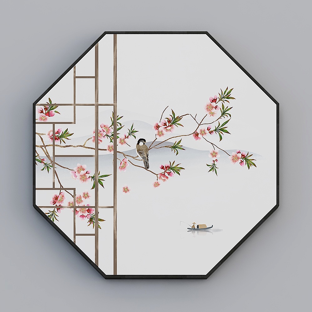 臣萱全屋配画-新中式玄关装饰画-单联-闲庭雅院A