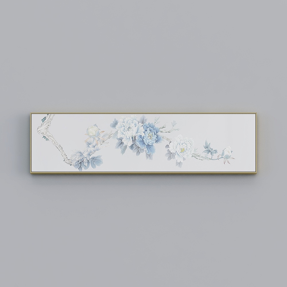 臣萱全屋配画-新中式卧室床头装饰画-单联-富贵祥和H