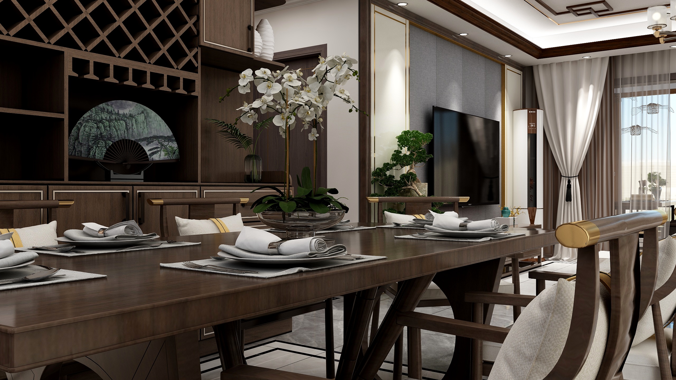 至简名设-文稳康-《誓言》195平新中式|五居室装修效果图