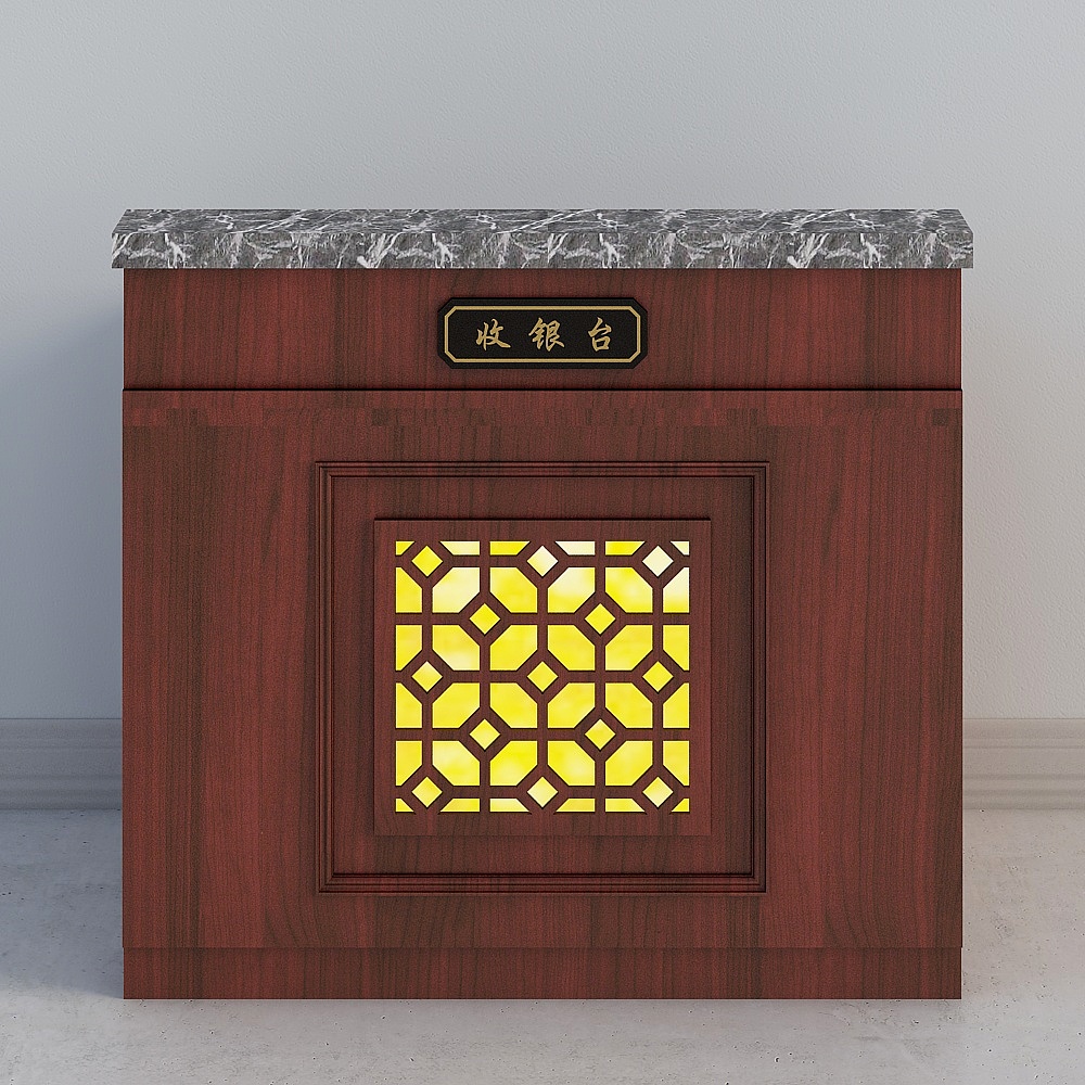 中式收银台3D模型