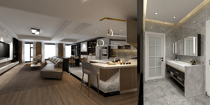 达芬奇装饰装修3D全景图-物流城万老师4-5层装修效果图-装修设计方案