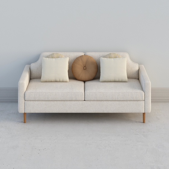 Earth Tone Double Sofa 3D Model - Cozy Design