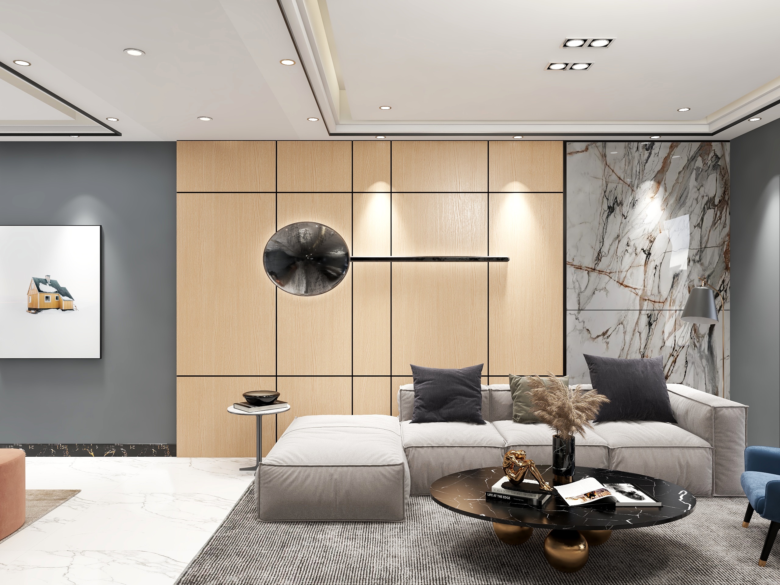 设计师一任焱-105方现代客餐厅装修效果图