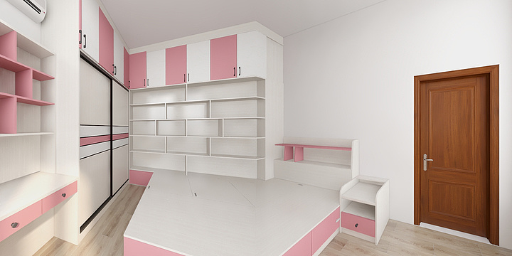 全屋定制家居星仔-华哥自建房（女孩房）-装修设计方案