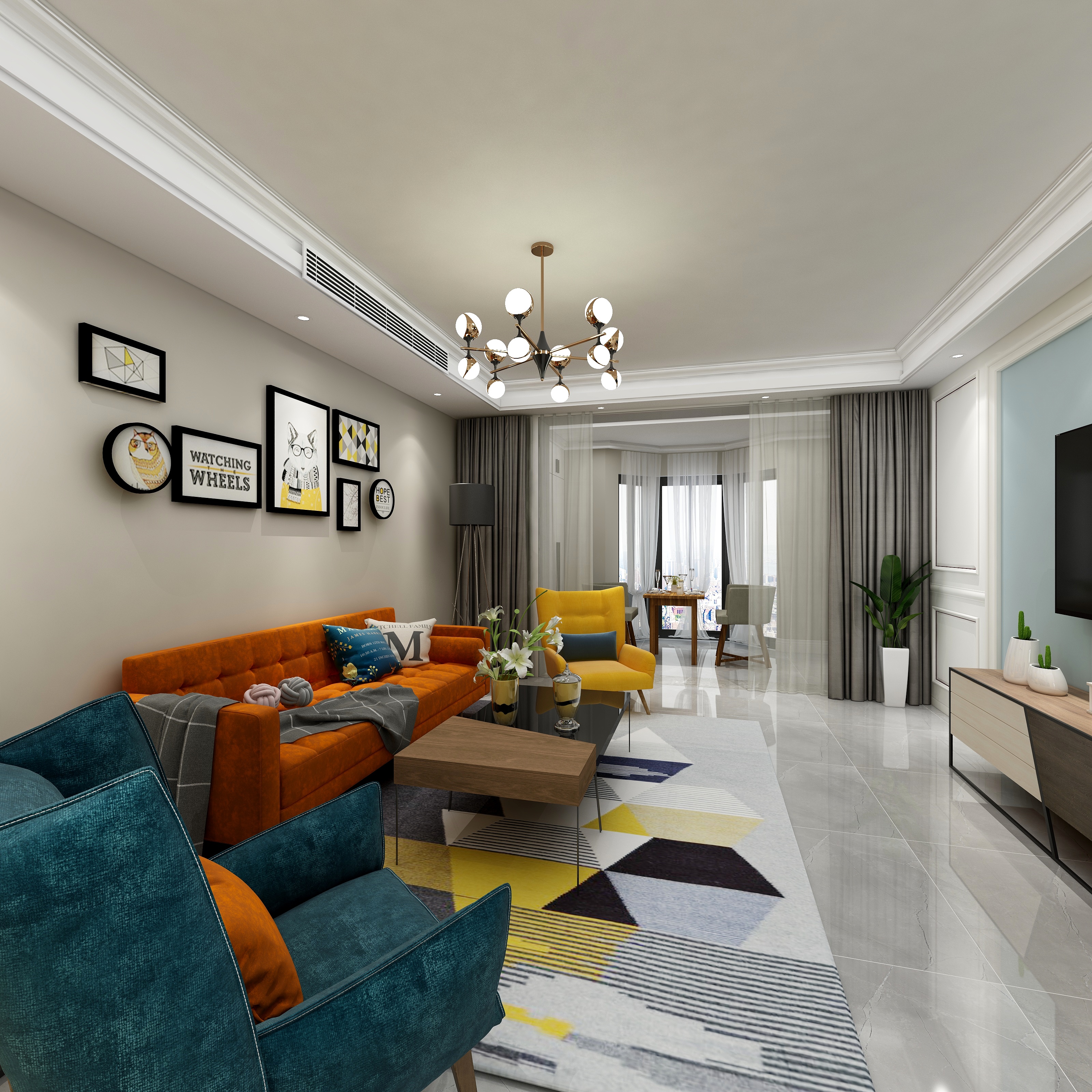 蔡沙沙-119方北欧两居装修效果图