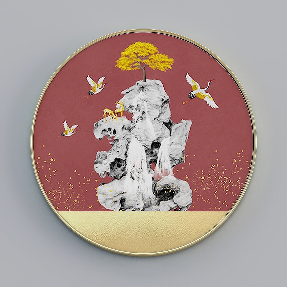 臣萱全屋配画-现代客厅玄关装饰画-单幅-磐石A3D模型