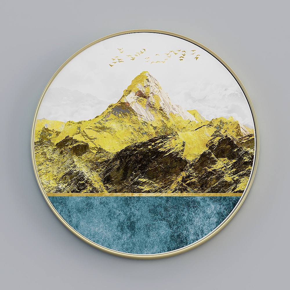 臣萱全屋配画-现代客厅玄关装饰画-单幅-锦绣山河A3D模型