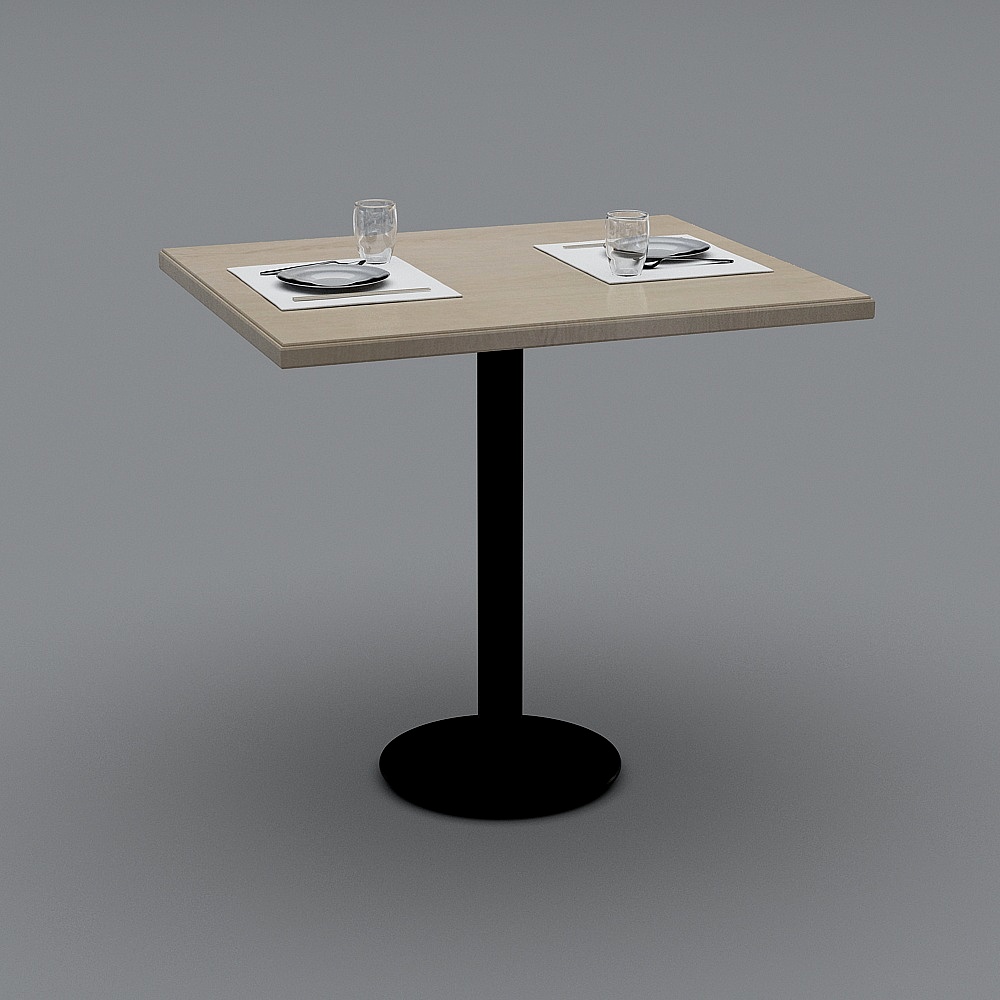 两人桌3D模型