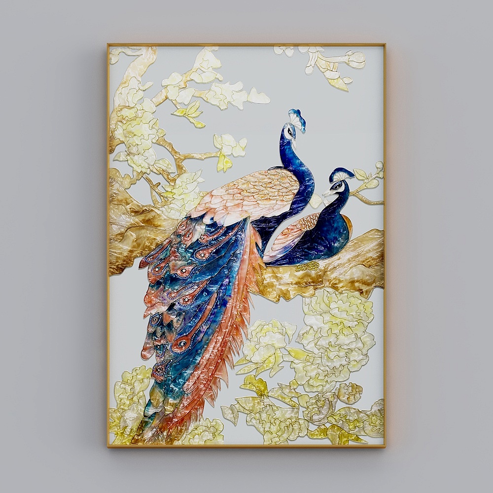 臣萱全屋配画-珐琅彩-孔雀