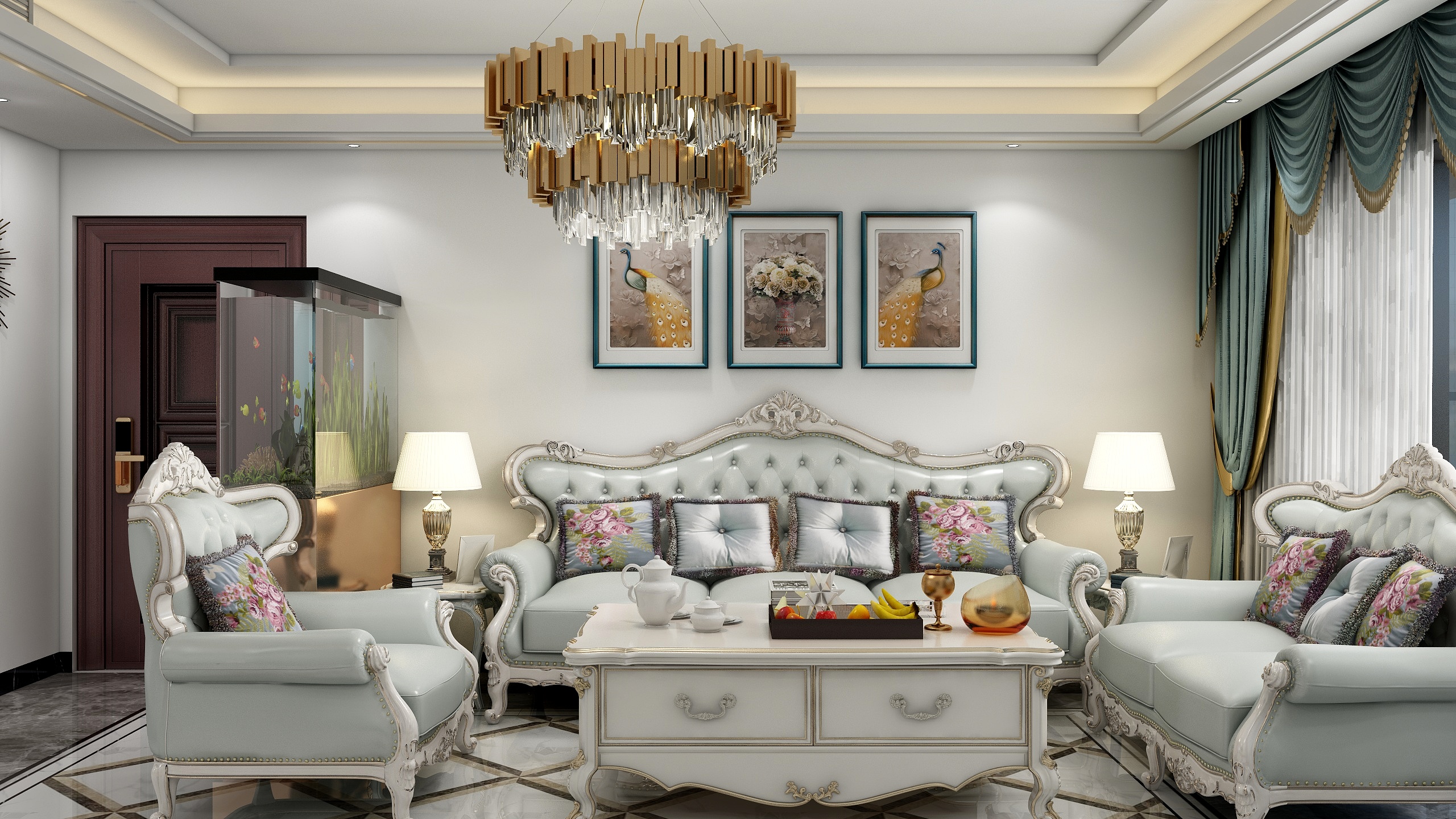 三景装饰-137方欧式四居装修效果图