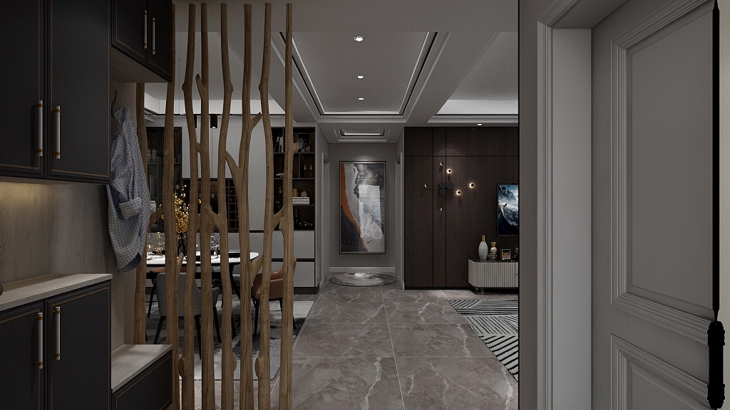 金瀚空间设计-潢川翠竹阁2号楼东户轻奢风格装修效果图-装修设计方案