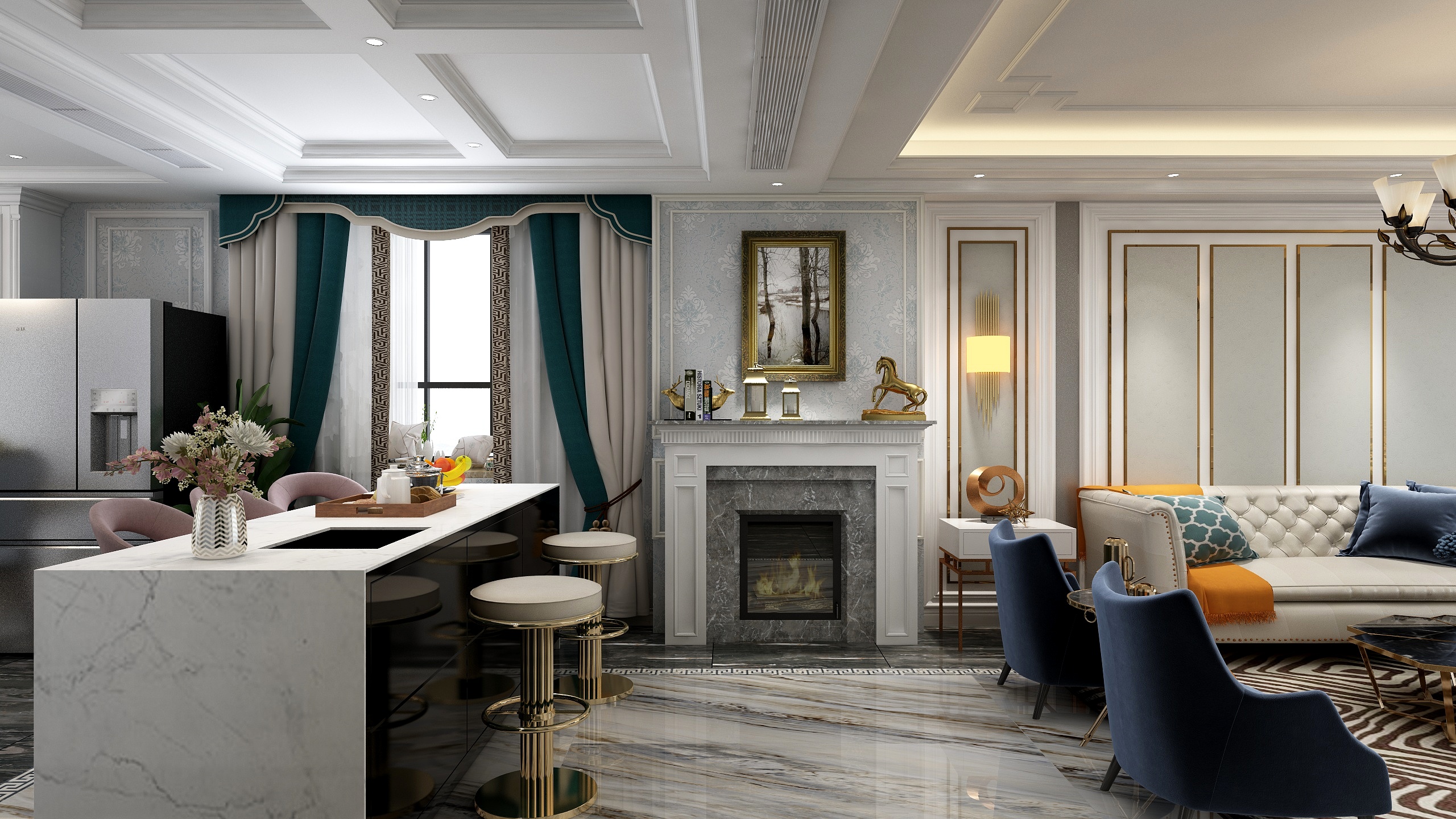 诗尼曼EfWp-孔雀城邦222户型，李总，欧式装修效果图