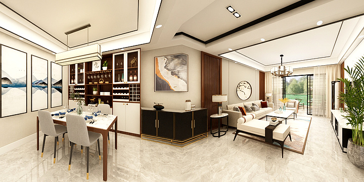 WJ设计-凤凰茗城102㎡2+1房2厅2卫-装修设计方案