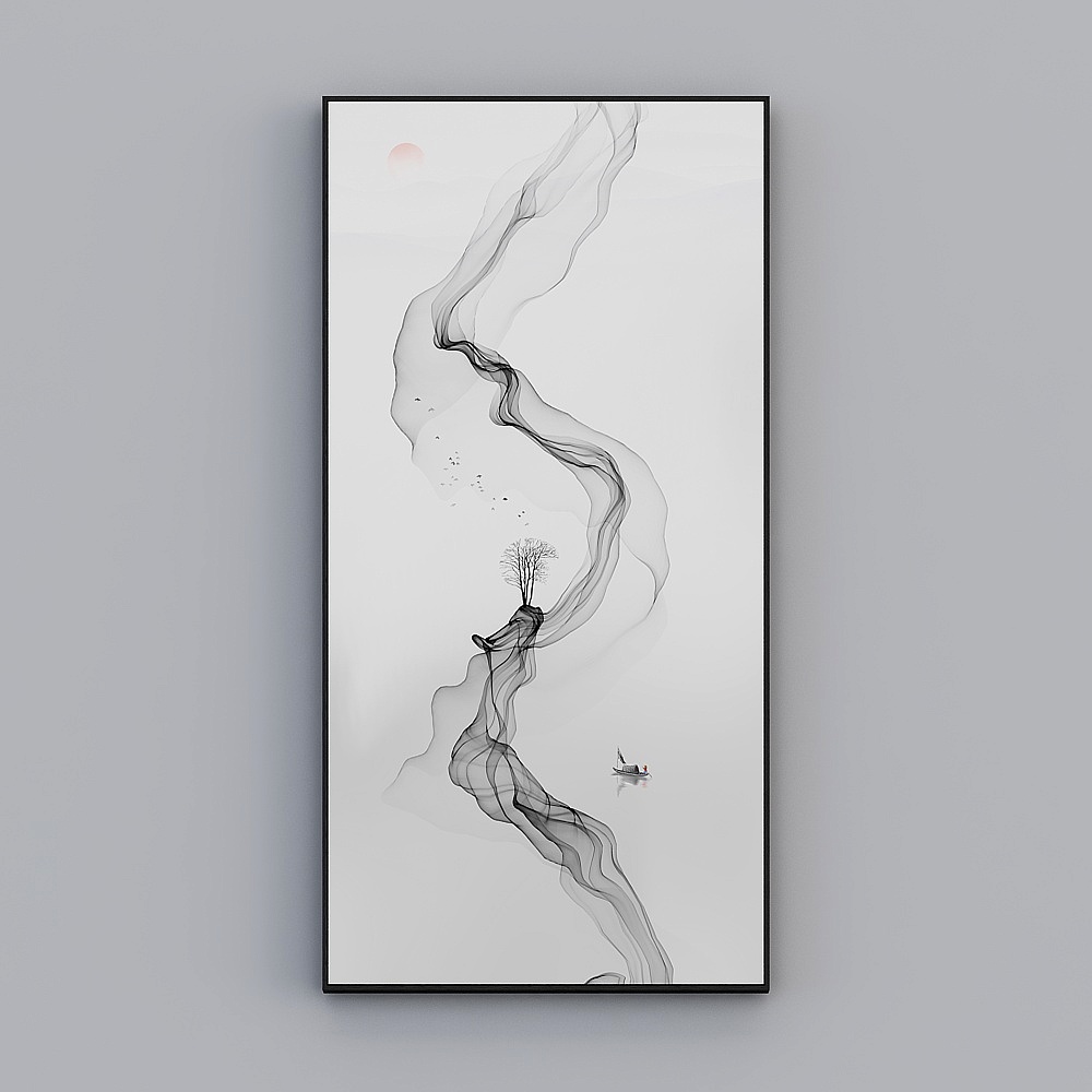 臣萱全屋配画-现代简约厅玄关装饰画-单幅- 霧云孤舟F
