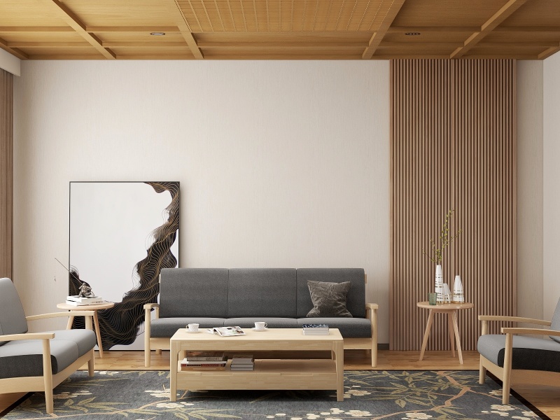 Minimalist Wood Tone Living Room