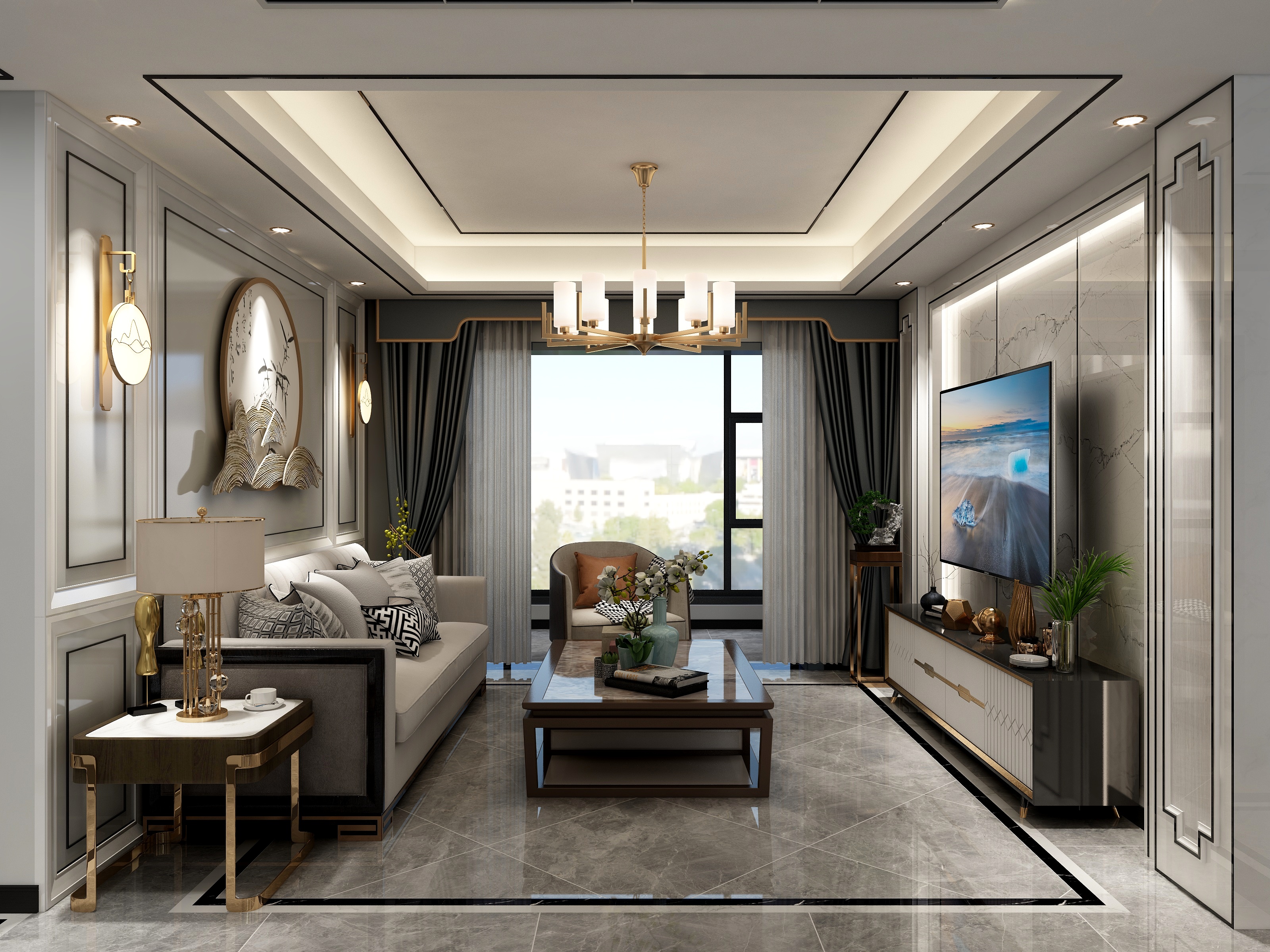 纬度设计邱旭明-140平新中式四居-装修设计方案