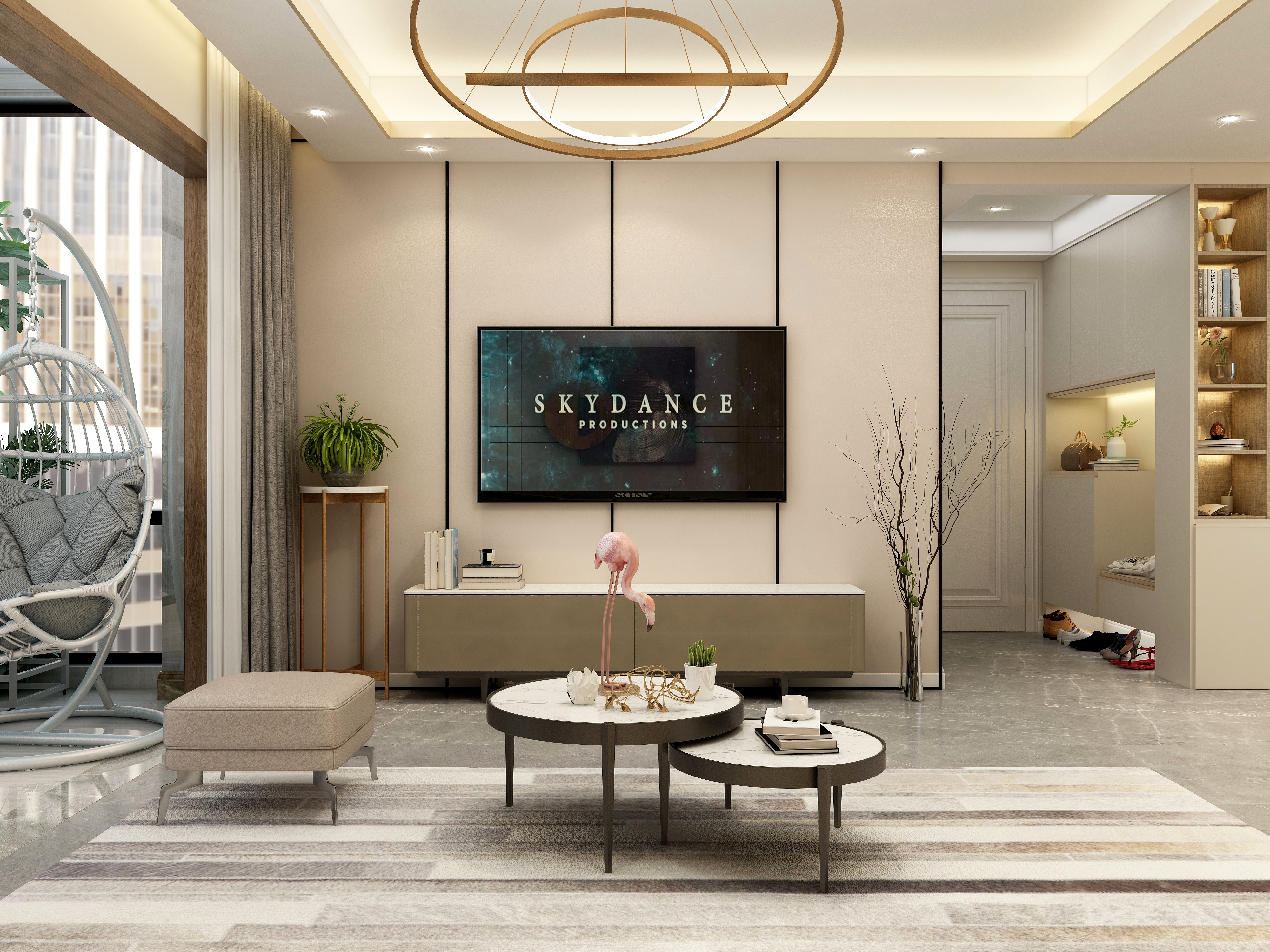 庄育霖-137方现代简约三居装修效果图