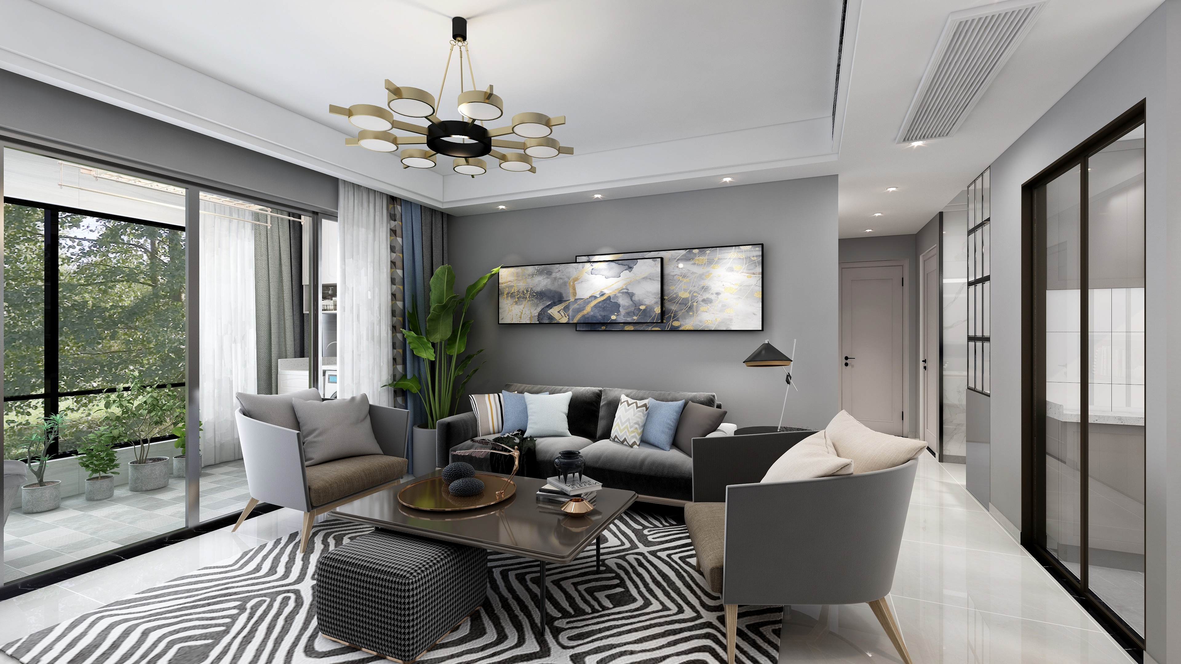 雅菲壁布7609-现代简约装修效果图