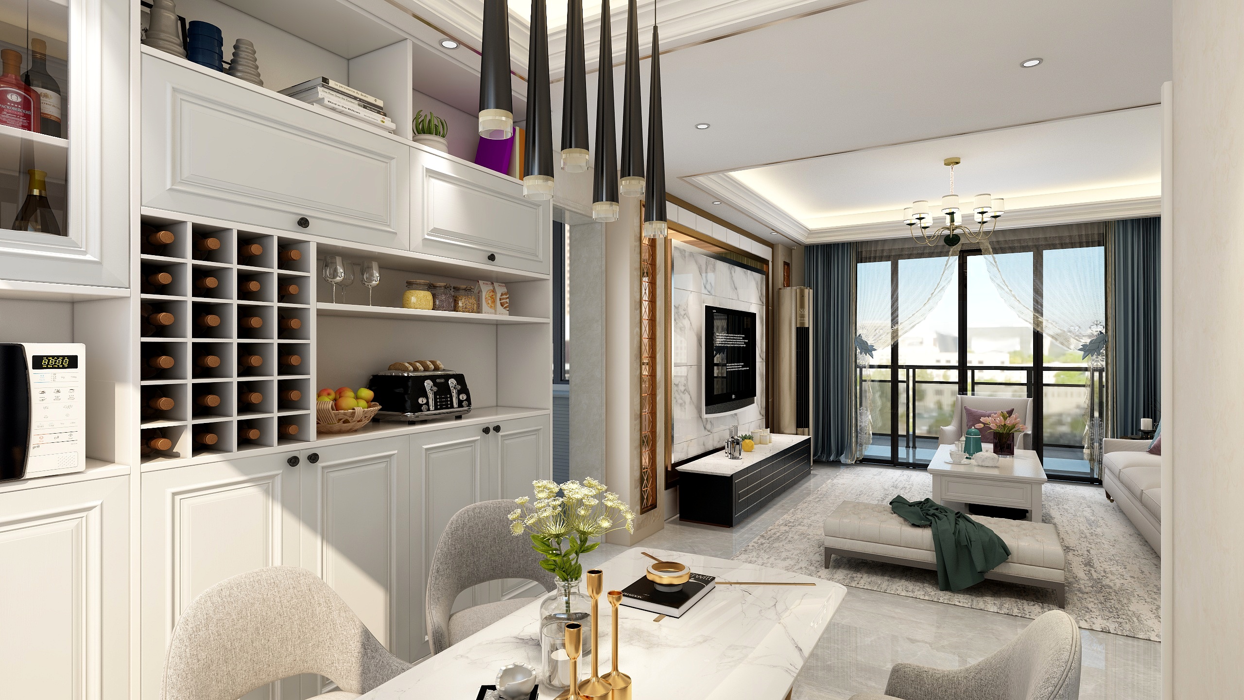 希腊怪兽-106方简欧三居装修效果图