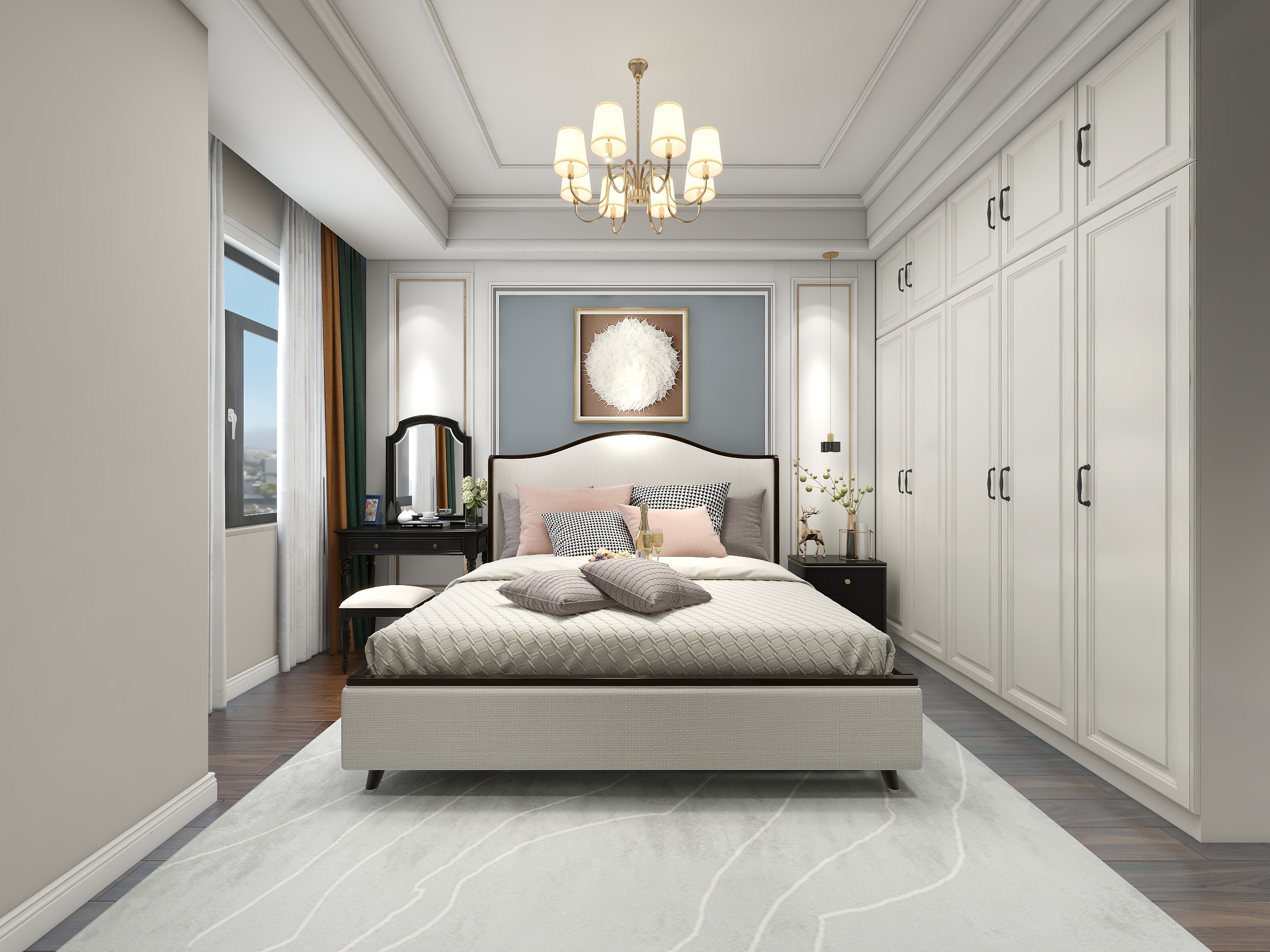 常小巫0-136方美式三居装修效果图