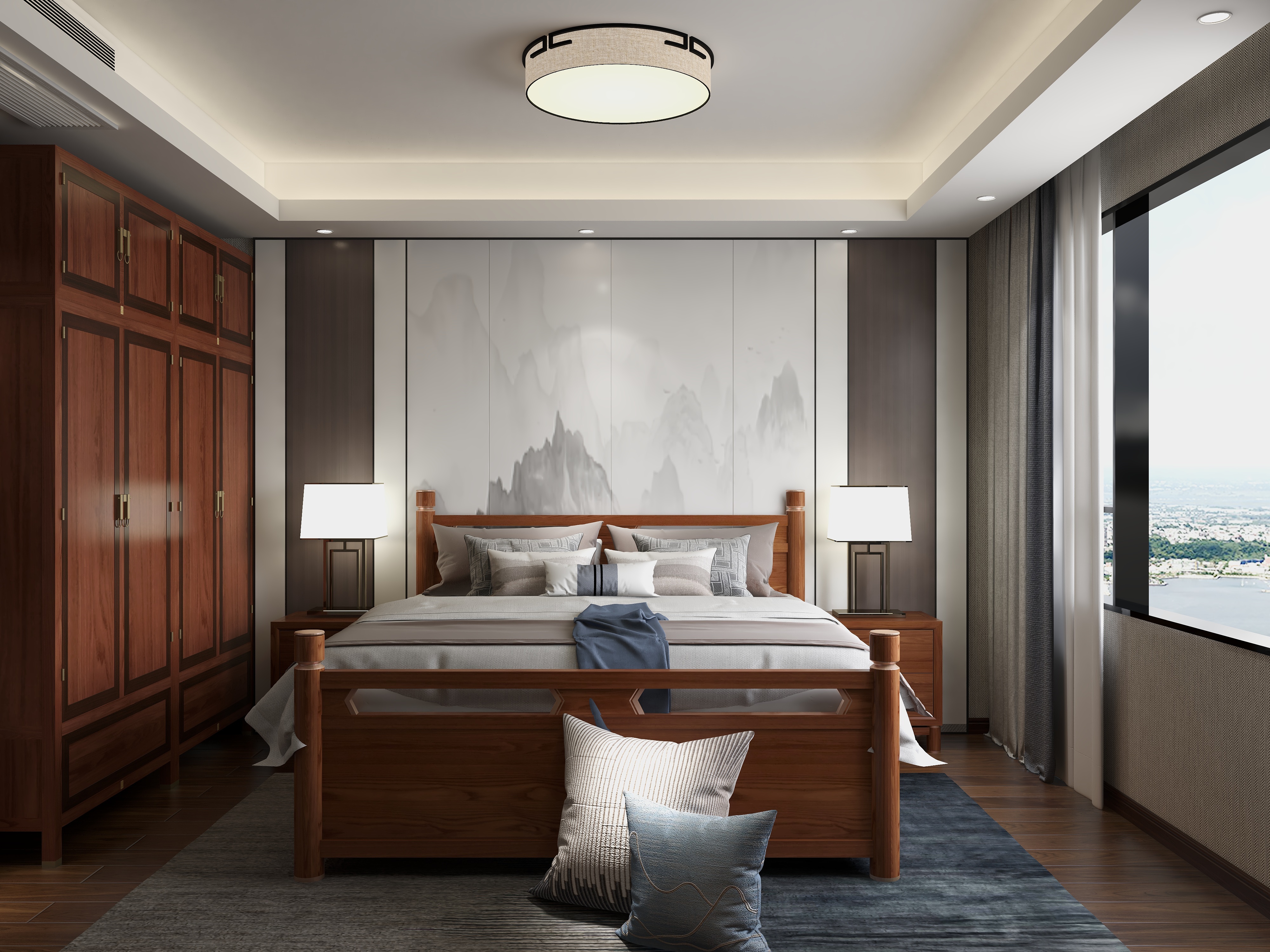 珠海阅梨生活馆-213方新中式五居装修效果图