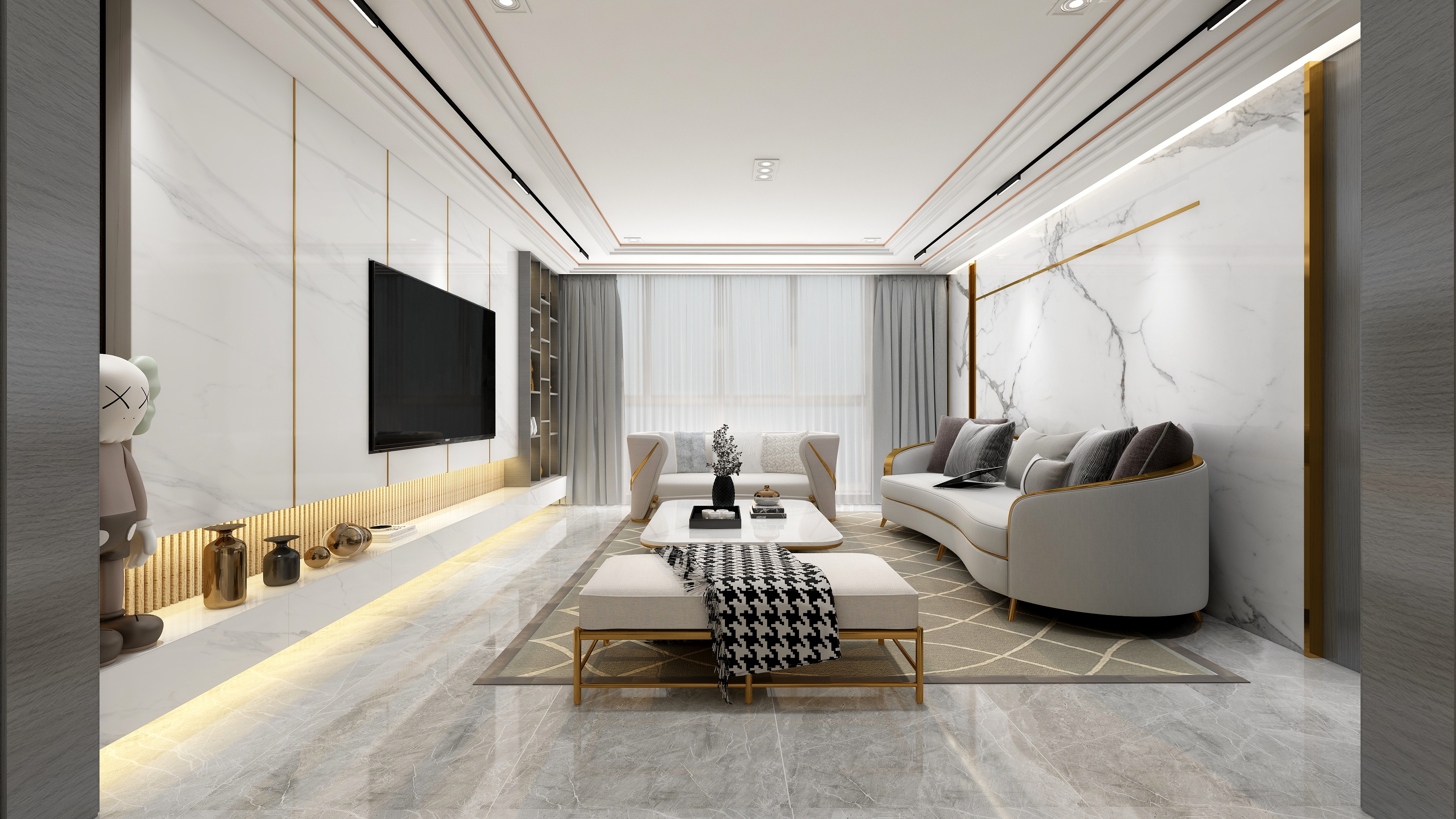 设计师丨胡月平-现代轻奢装修效果图