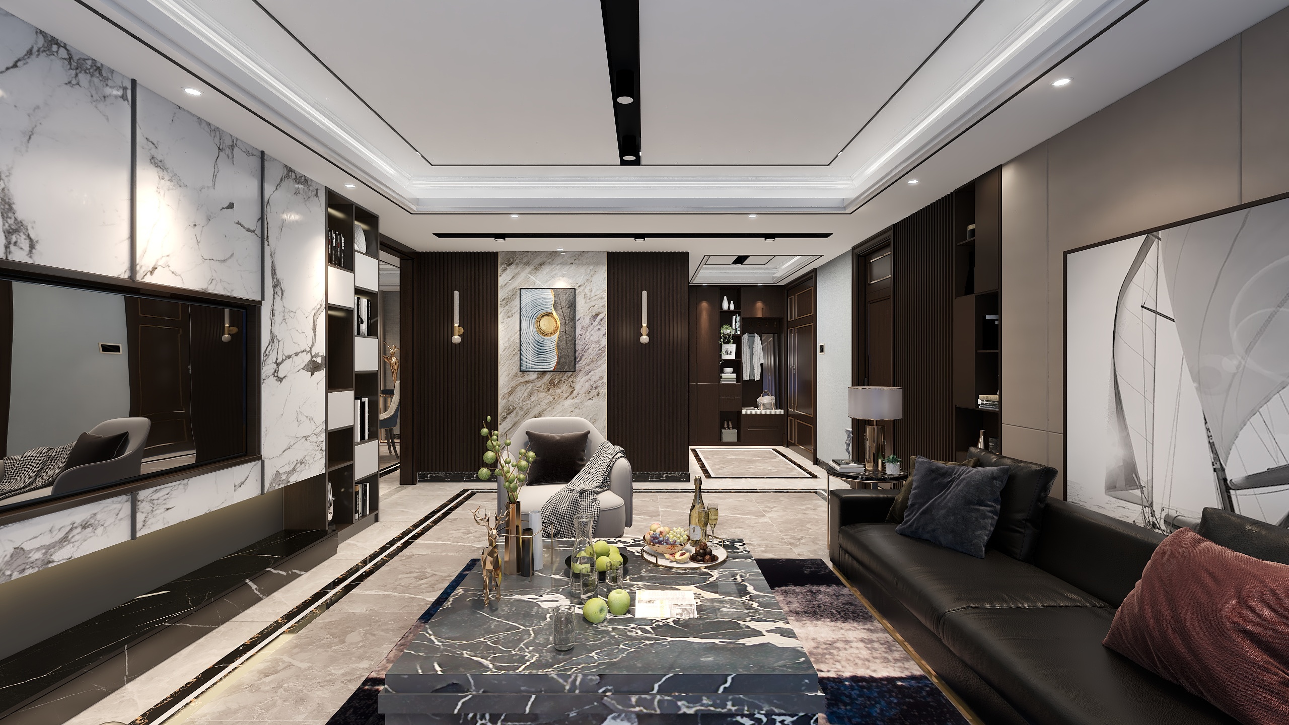 梁工13902898515-199方现代四居装修效果图