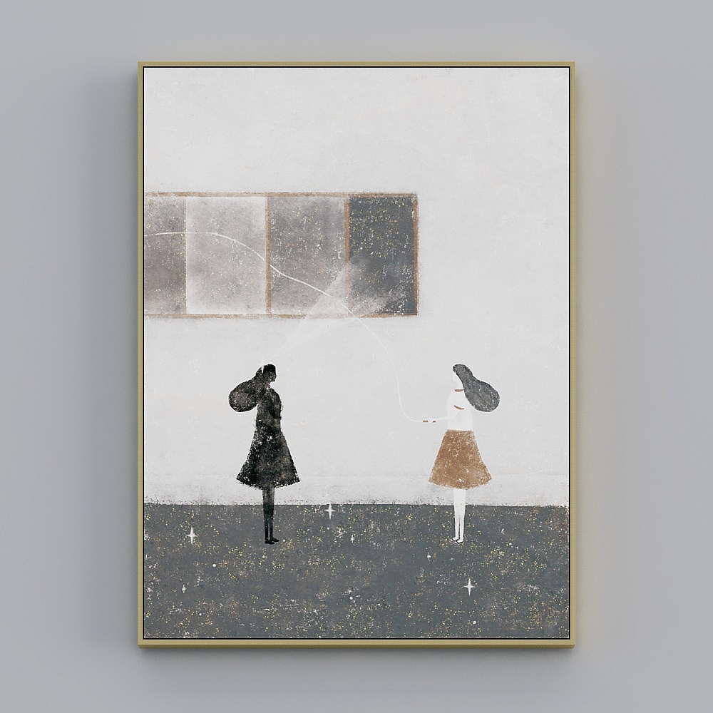 臣萱全屋配画-现代客厅装饰画-单幅-搁浅时光B3D模型