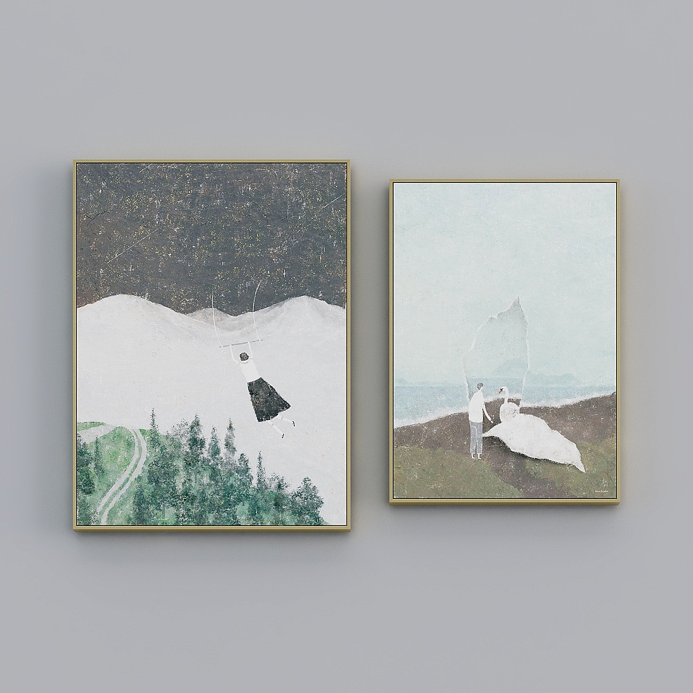 臣萱全屋配画-现代客厅装饰画-两联-搁浅时光B